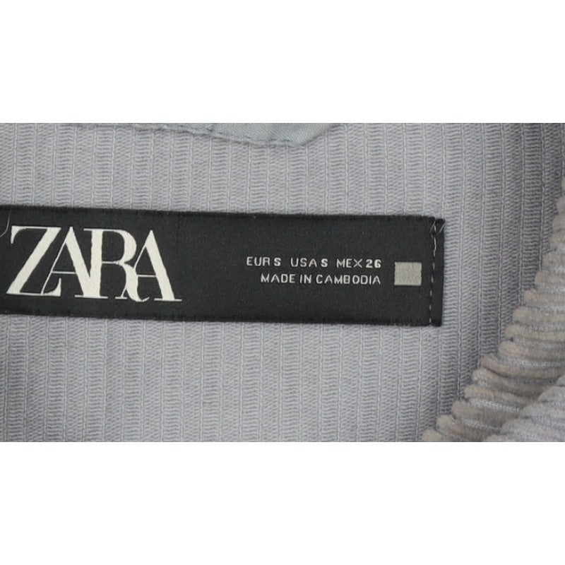 Zara Women Grey S Corduroy Button Shacket Collared Pockets Jacket