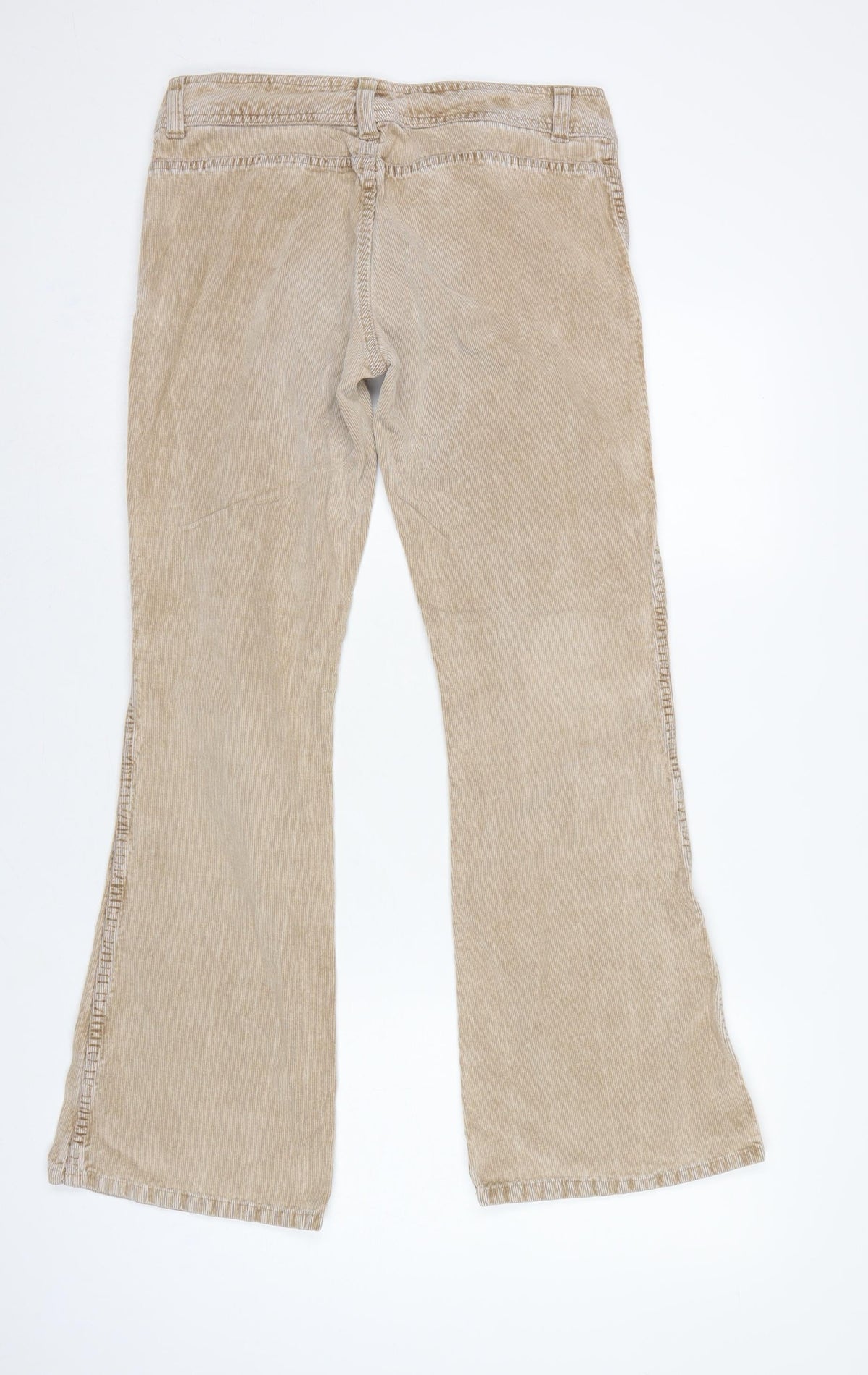 Divided H&M Women’s Beige Corduroy Flared Trousers UK 14 Low Rise