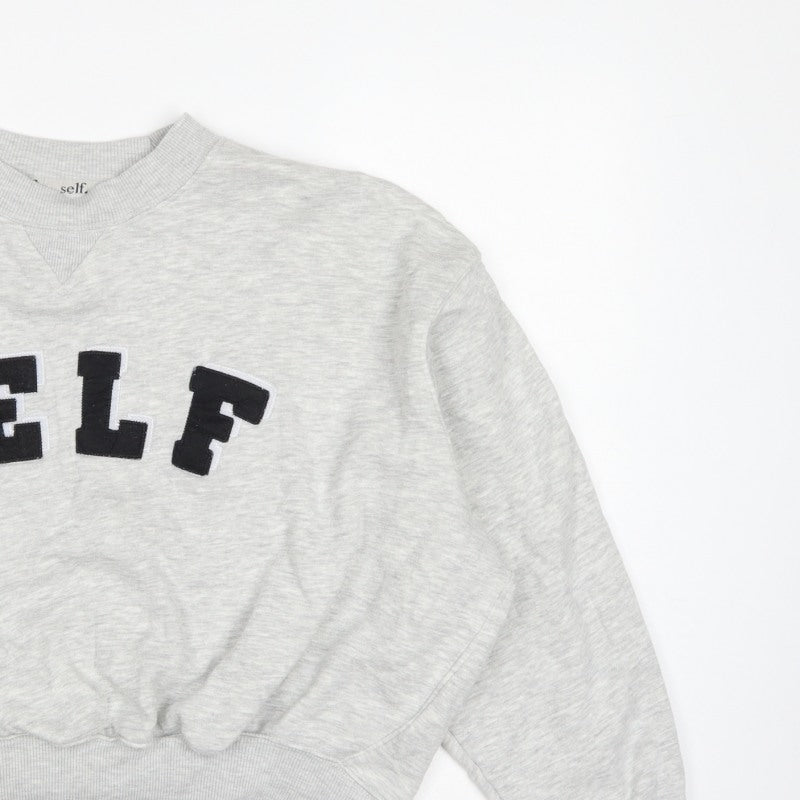 Next Women Grey S Pullover Sweatshirt Self Logo Crew Neck