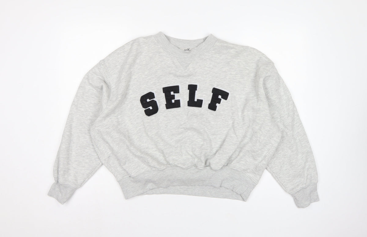 Next Women Grey S Pullover Sweatshirt Self Logo Crew Neck