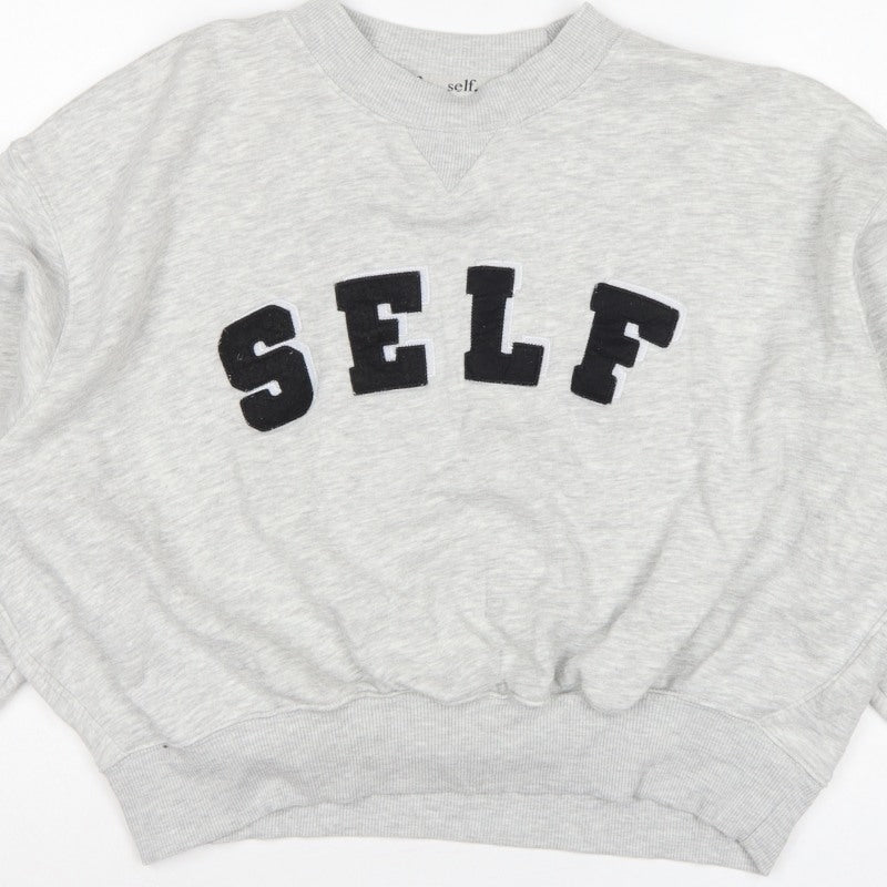 Next Women Grey S Pullover Sweatshirt Self Logo Crew Neck