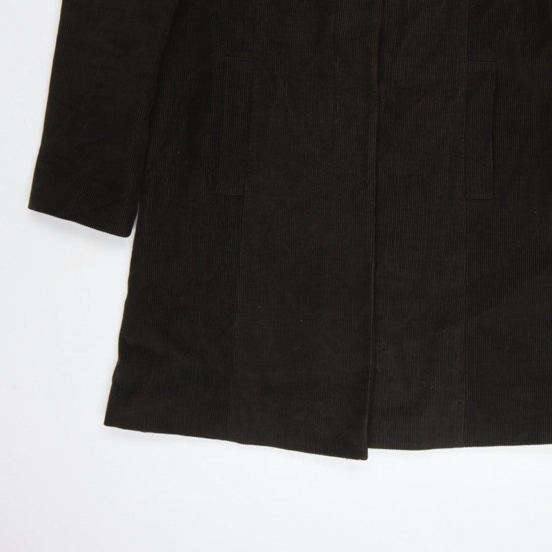 Per Una Women Brown M Corduroy Long Overcoat Leopard Lined