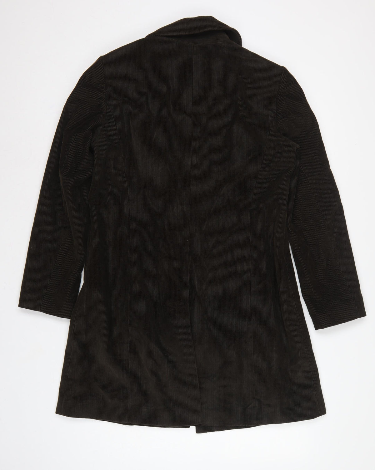 Per Una Women Brown M Corduroy Long Overcoat Leopard Lined