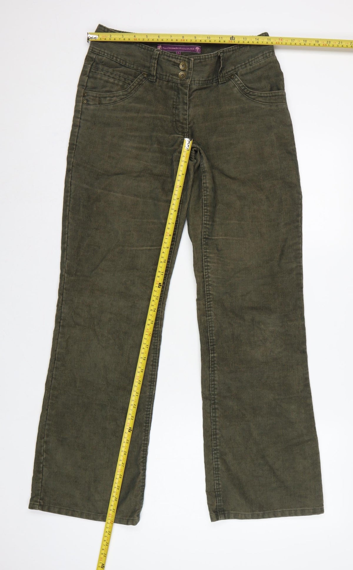 Mountain Beach Ocean Land Women's Green UK 10 Corduroy Bootcut Trousers