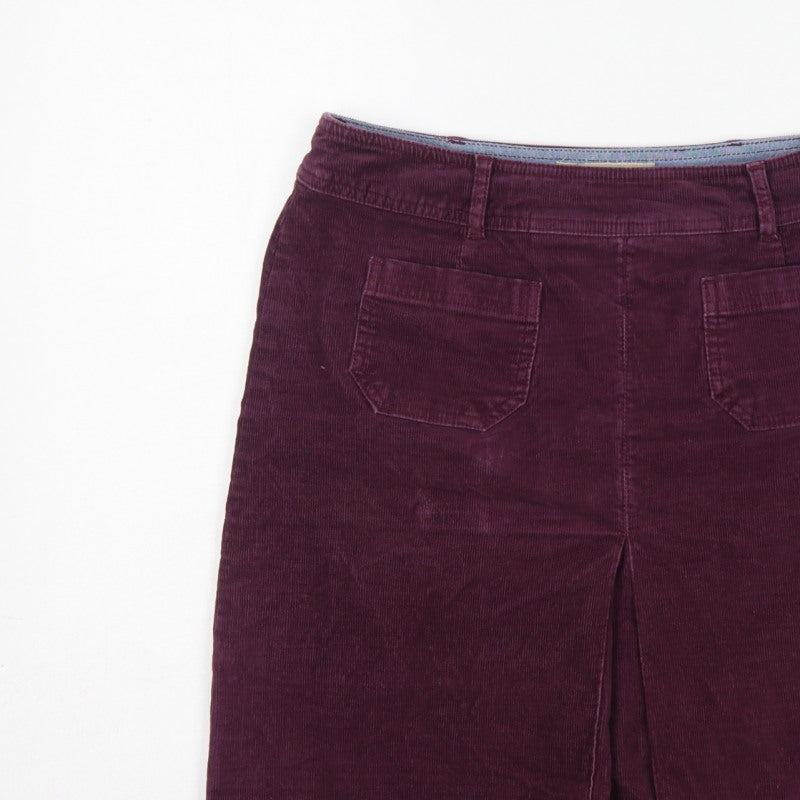 Fat Face Women Purple Size 10 Corduroy Pencil Knee Skirt Pockets