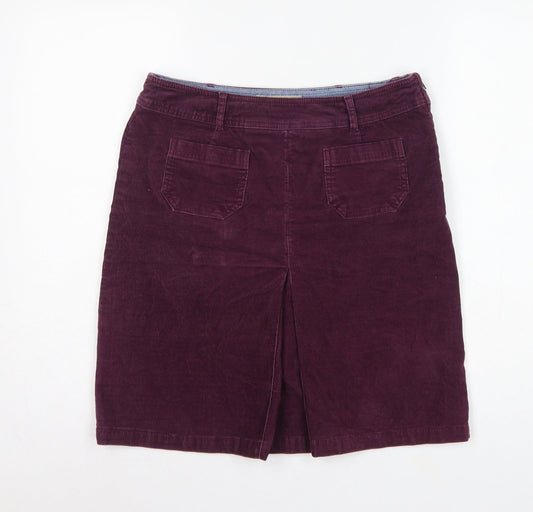 Fat Face Women Purple Size 10 Corduroy Pencil Knee Skirt Pockets