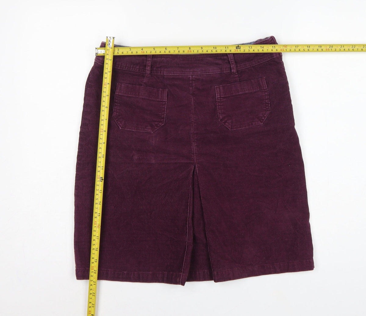 Fat Face Women Purple Size 10 Corduroy Pencil Knee Skirt Pockets