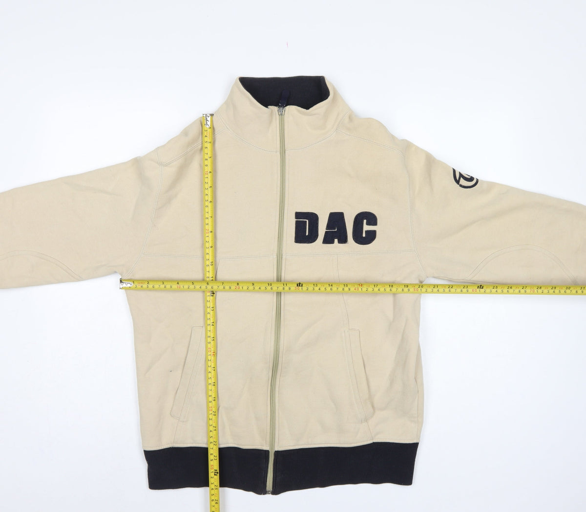 Duck and Cover Men’s Beige M Full Zip Fleece Sweatshirt Logo