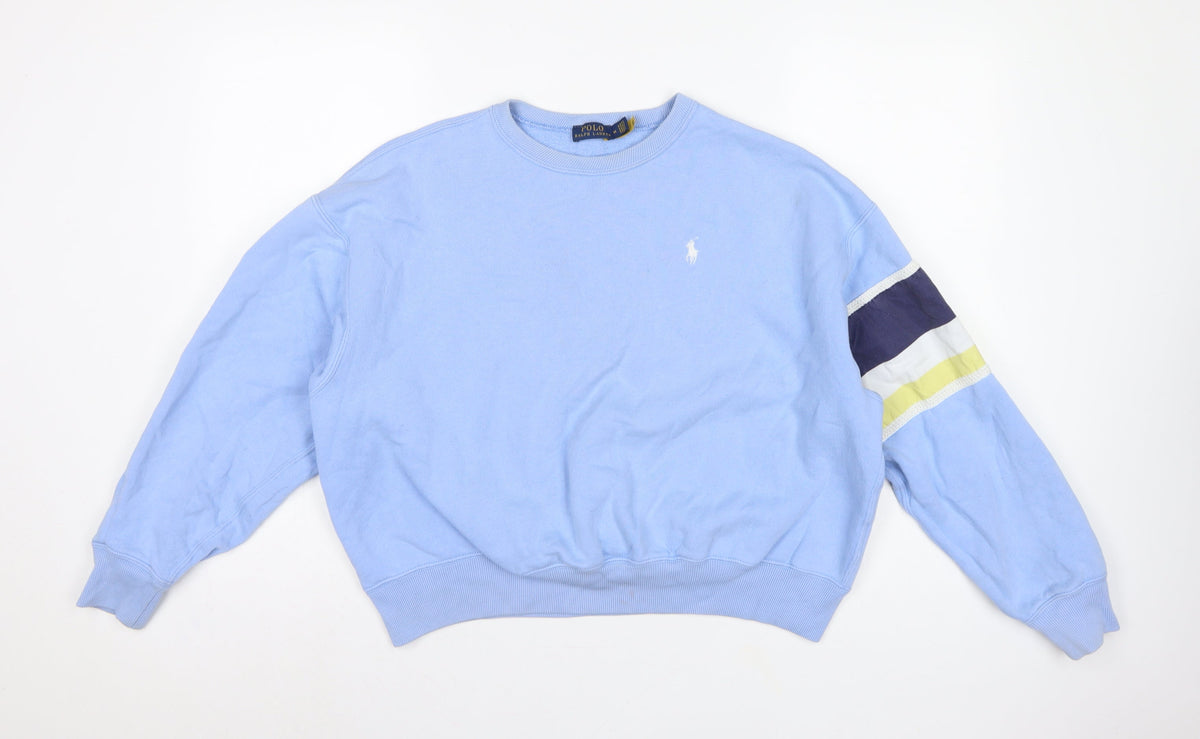 Polo Ralph Lauren Women Blue M Pullover Sweatshirt Logo Colourblock