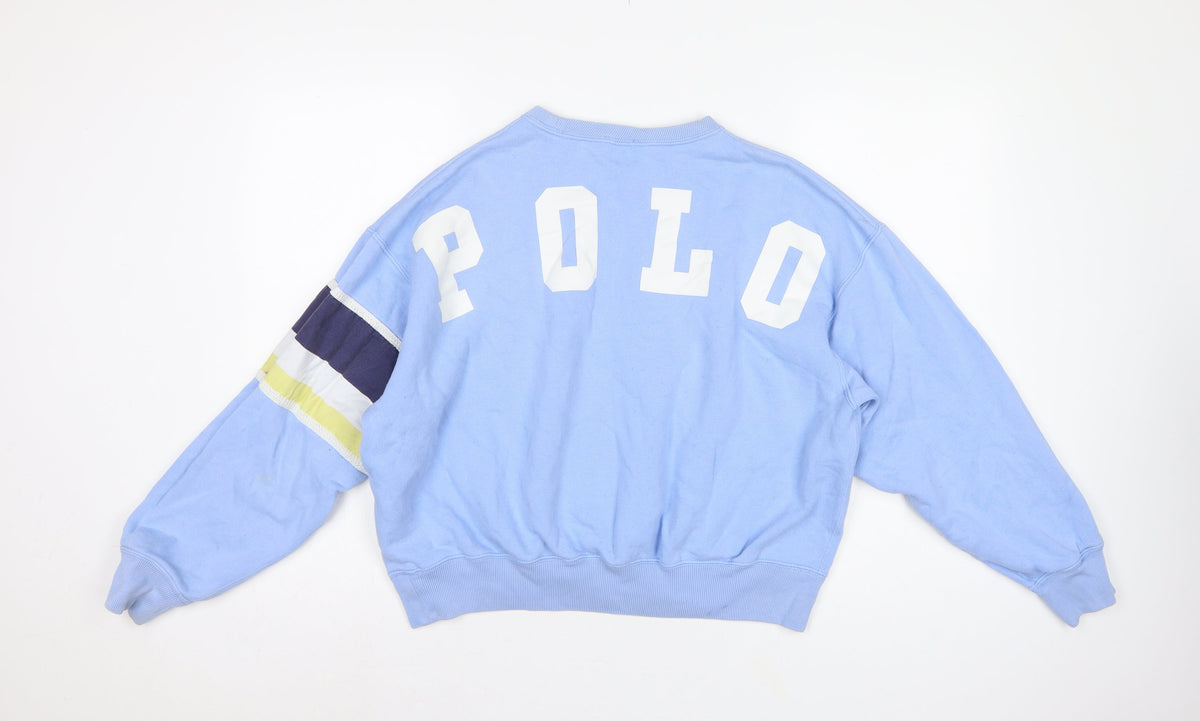 Polo Ralph Lauren Women Blue M Pullover Sweatshirt Logo Colourblock