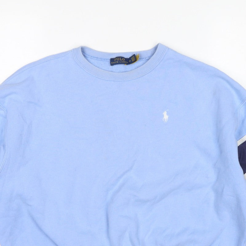 Polo Ralph Lauren Women Blue M Pullover Sweatshirt Logo Colourblock