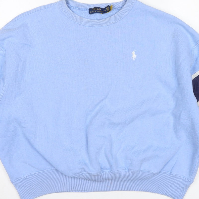Polo Ralph Lauren Women Blue M Pullover Sweatshirt Logo Colourblock