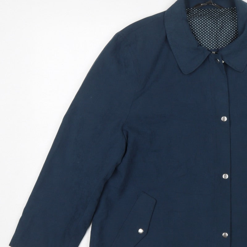 Bonmarché Women’s Navy Blue Size 16 Collared Lightweight Snap Jacket