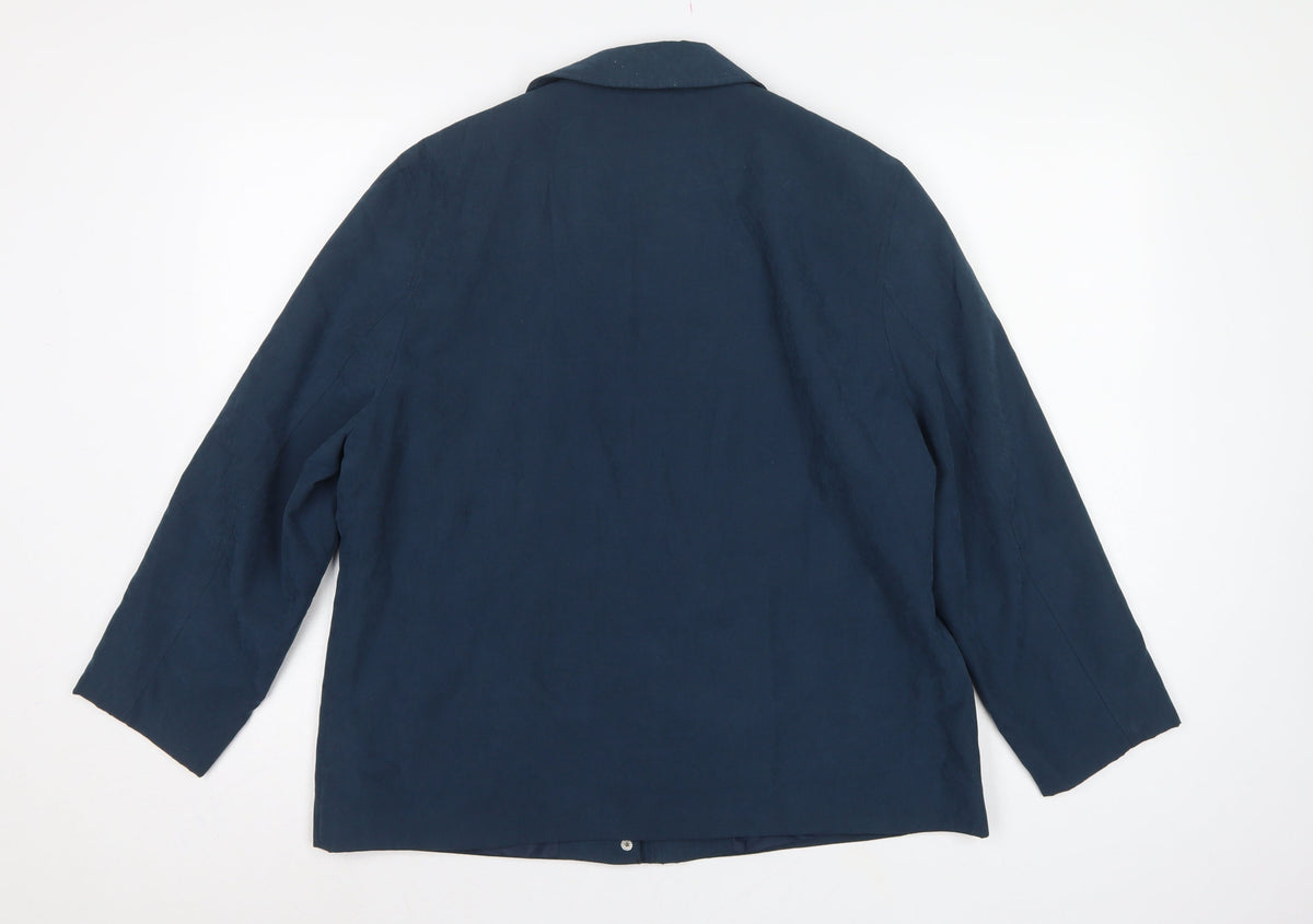 Bonmarché Women’s Navy Blue Size 16 Collared Lightweight Snap Jacket