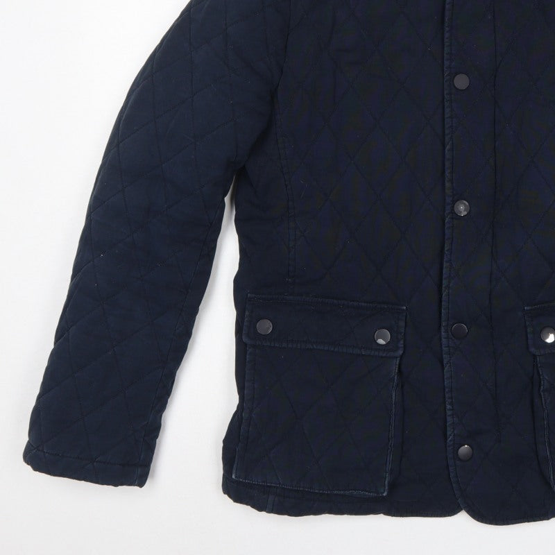 Jaeger Men's Blue M Quilted Cotton Jacket Snap Stand-Up Collar