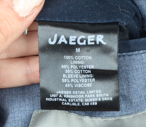 Jaeger Men's Blue M Quilted Cotton Jacket Snap Stand-Up Collar