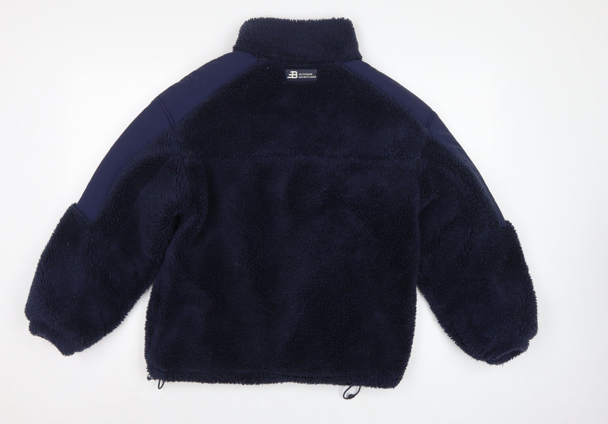 Bershka Women Blue S Teddy Fleece Jacket Full Zip Outdoor