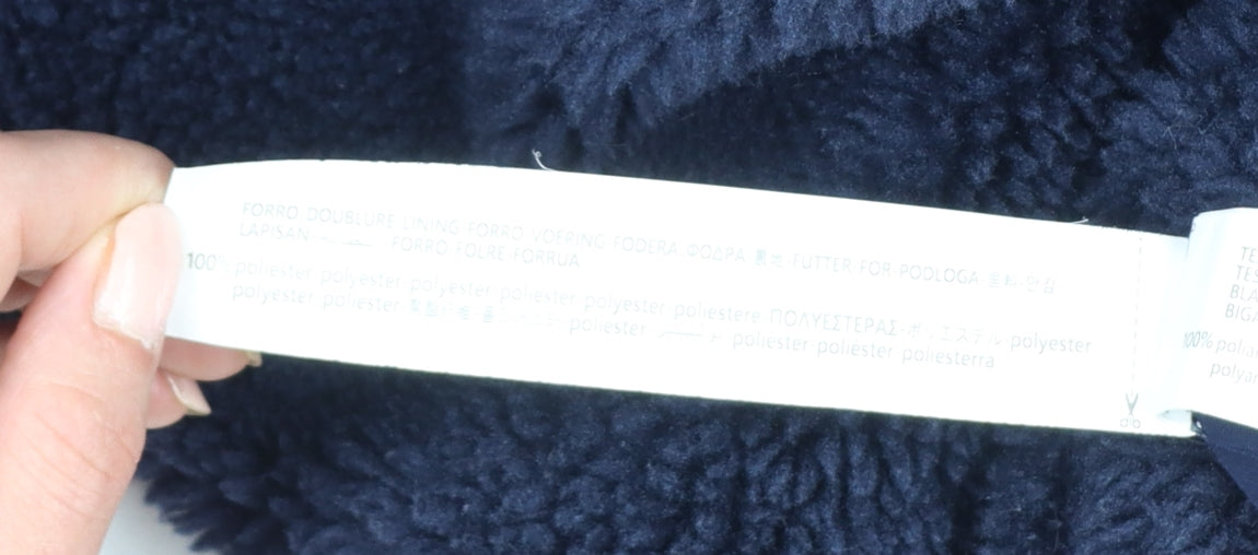 Bershka Women Blue S Teddy Fleece Jacket Full Zip Outdoor