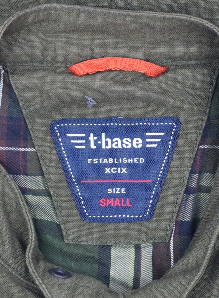 T-Base Men's Green Small Cotton Stretch Basic Zip Jacket Lined