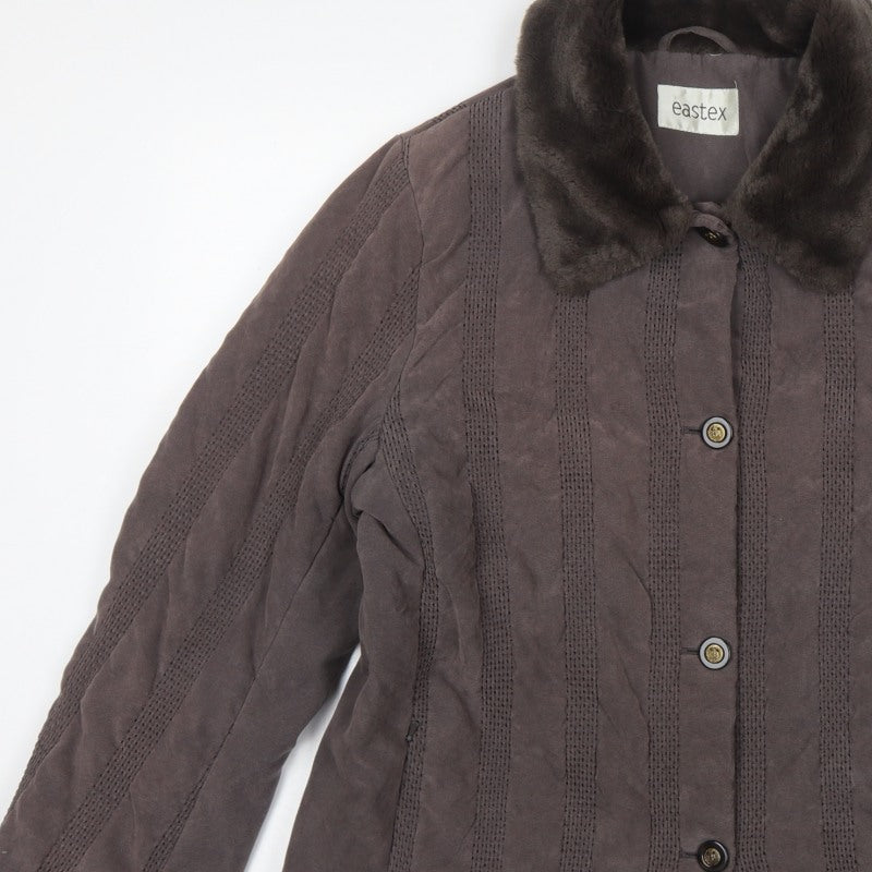 Eastex Women's Brown UK 14 Basic Jacket Faux Fur Collar Lined