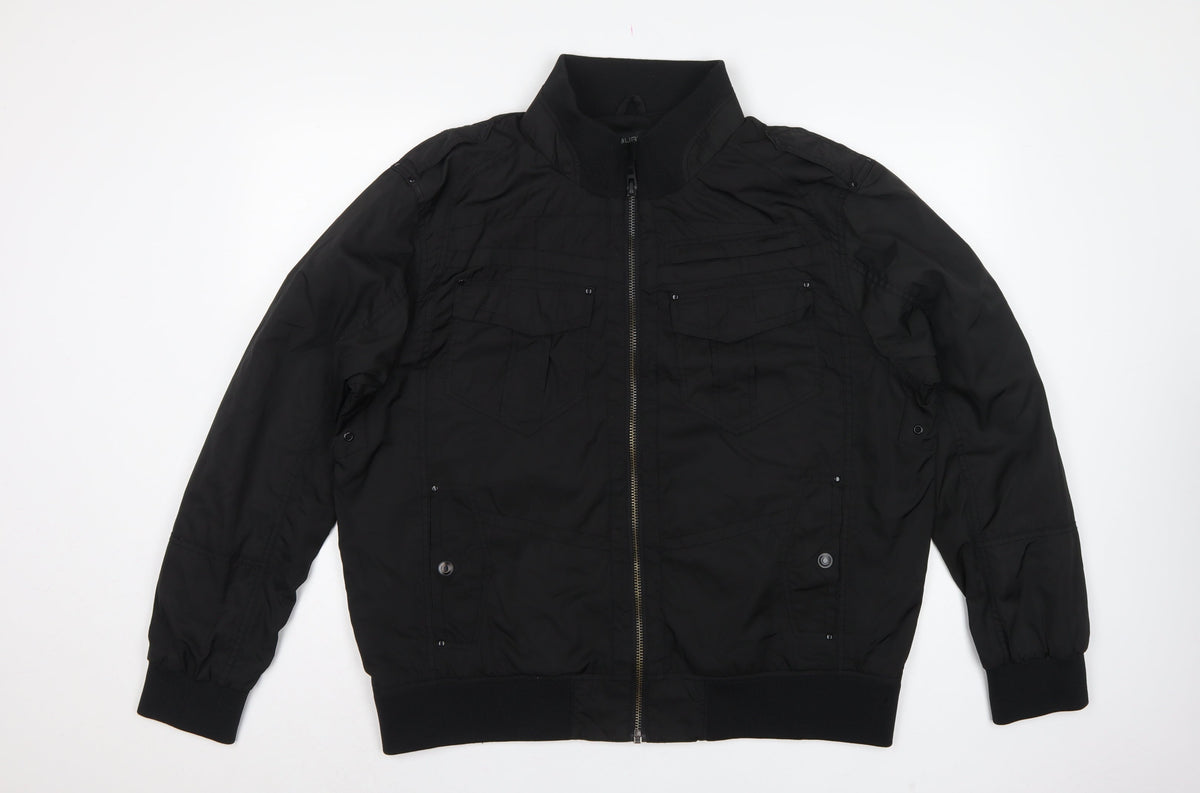 Burton London Men's Black XXL Bomber Jacket Zip Pockets Collared