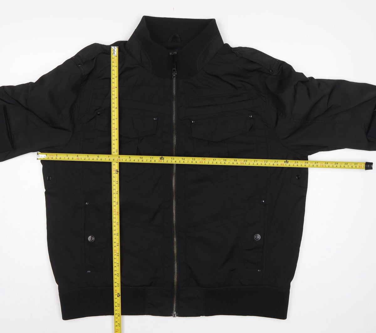 Burton London Men's Black XXL Bomber Jacket Zip Pockets Collared