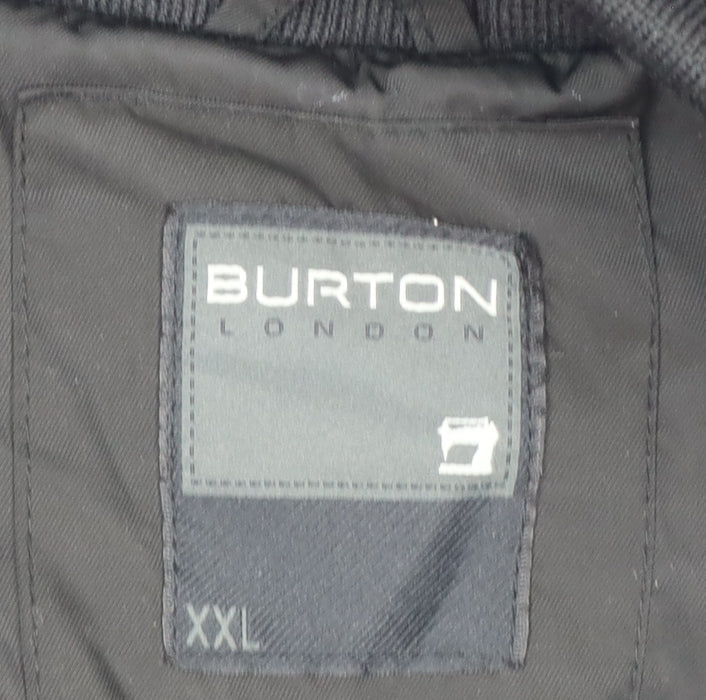 Burton London Men's Black XXL Bomber Jacket Zip Pockets Collared