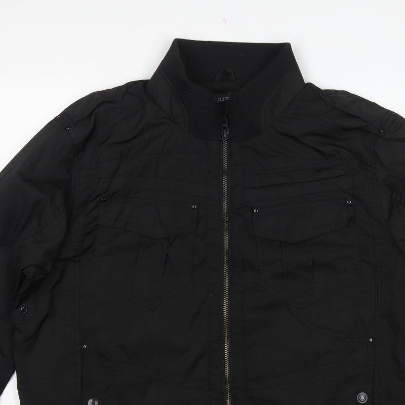 Burton London Men's Black XXL Bomber Jacket Zip Pockets Collared