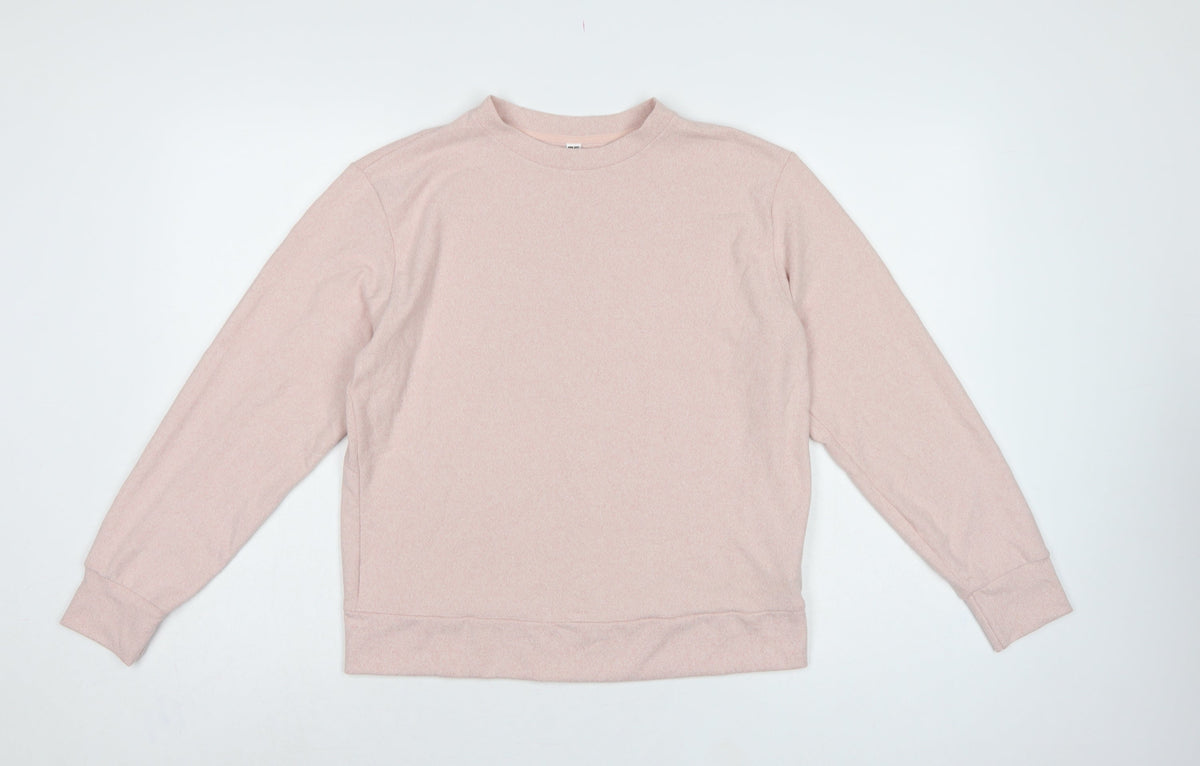 Uniqlo Women Pink XS Basic Crew Neck Long Sleeve Knit Top