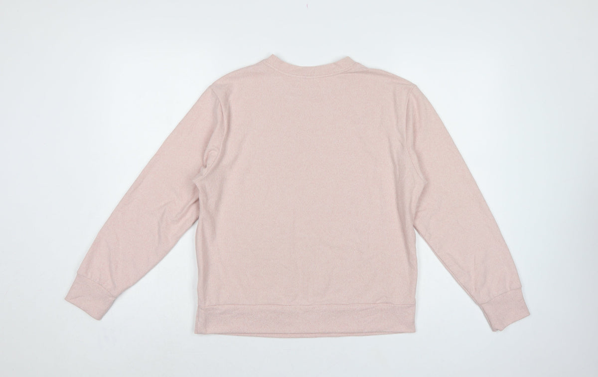 Uniqlo Women Pink XS Basic Crew Neck Long Sleeve Knit Top