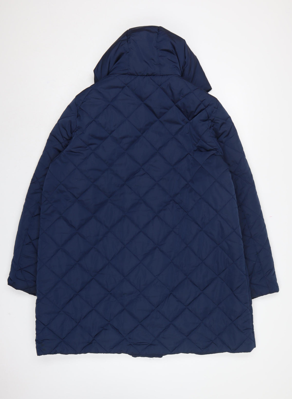 Tulipa Women's Blue UK 20 Long Quilted Hooded Puffer Coat