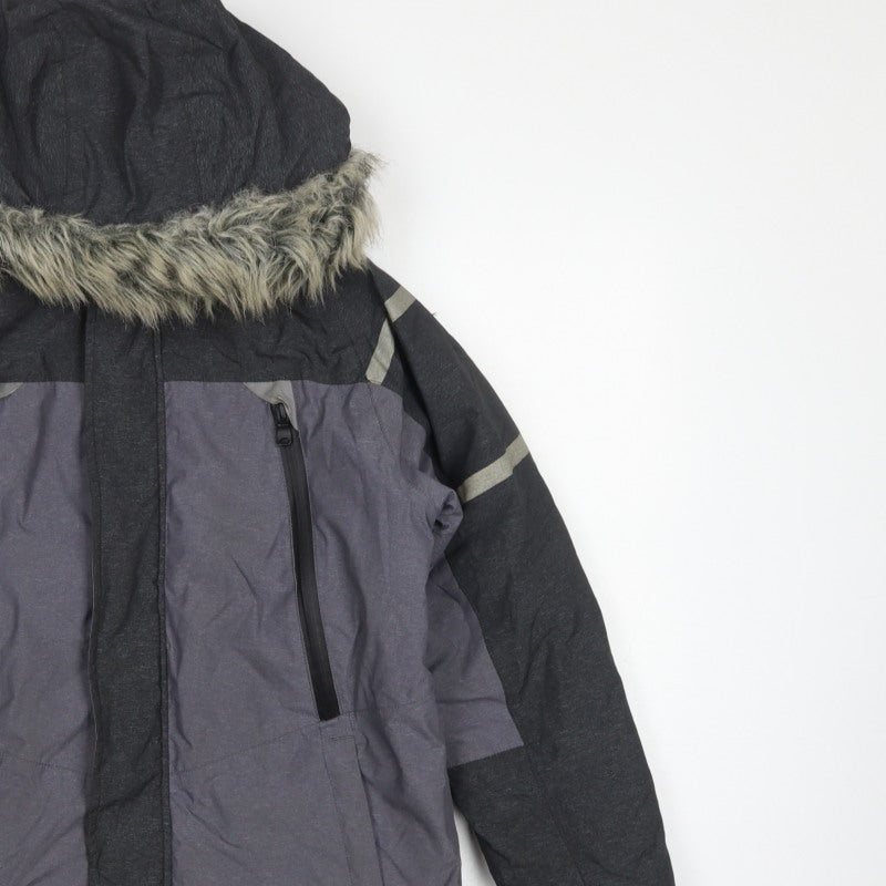 Next Boys Grey Black 11 Years Parka Jacket Hooded Faux Fur Trim Winter