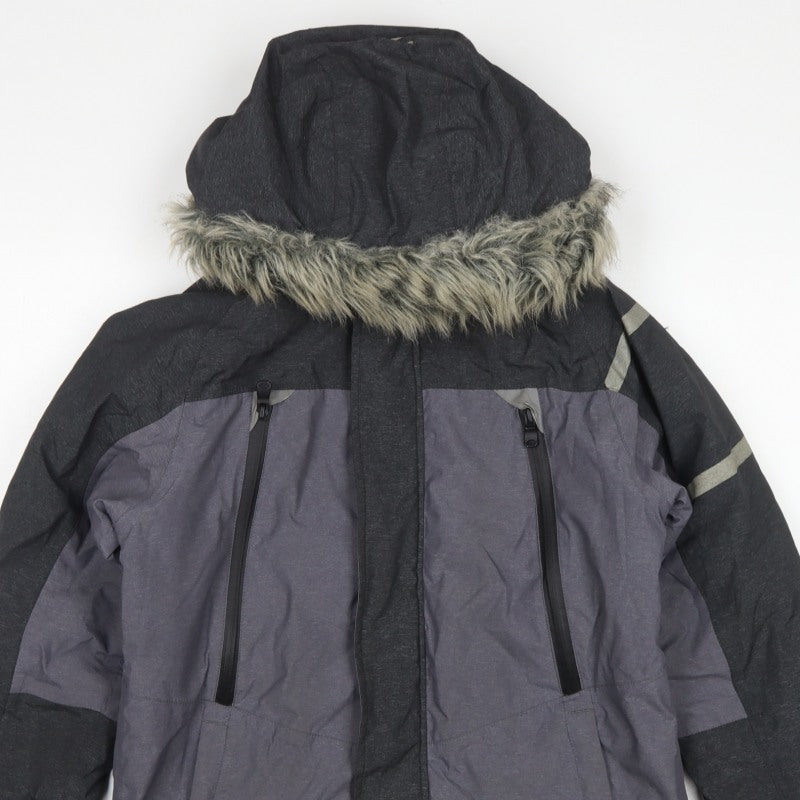 Next Boys Grey Black 11 Years Parka Jacket Hooded Faux Fur Trim Winter