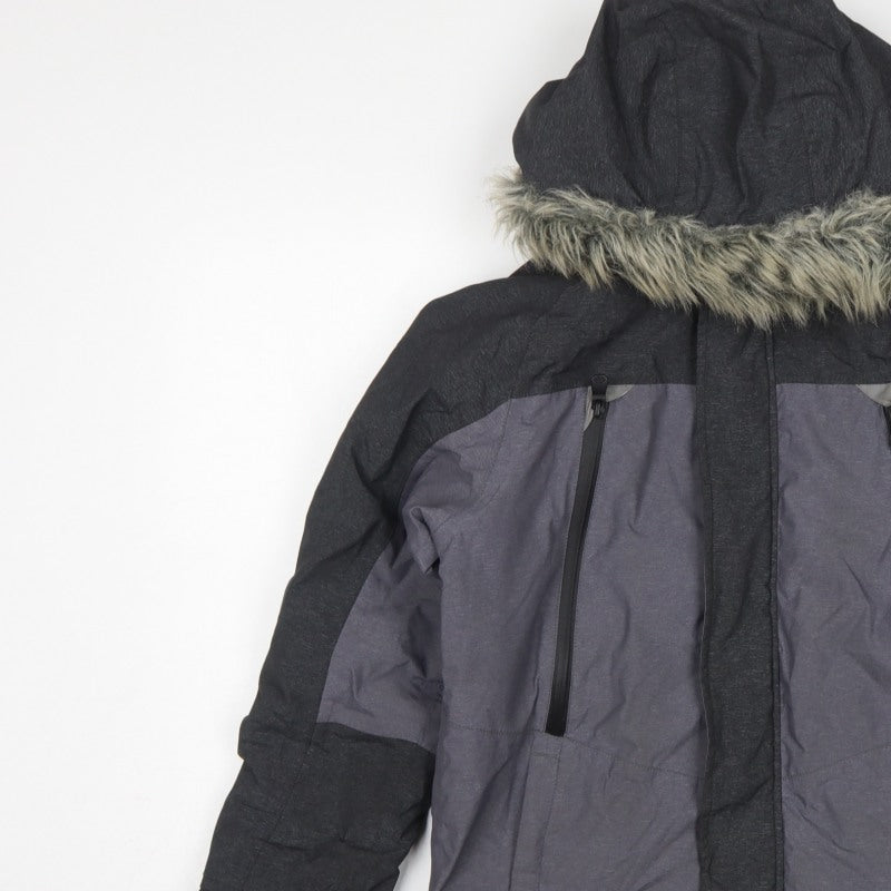 Next Boys Grey Black 11 Years Parka Jacket Hooded Faux Fur Trim Winter