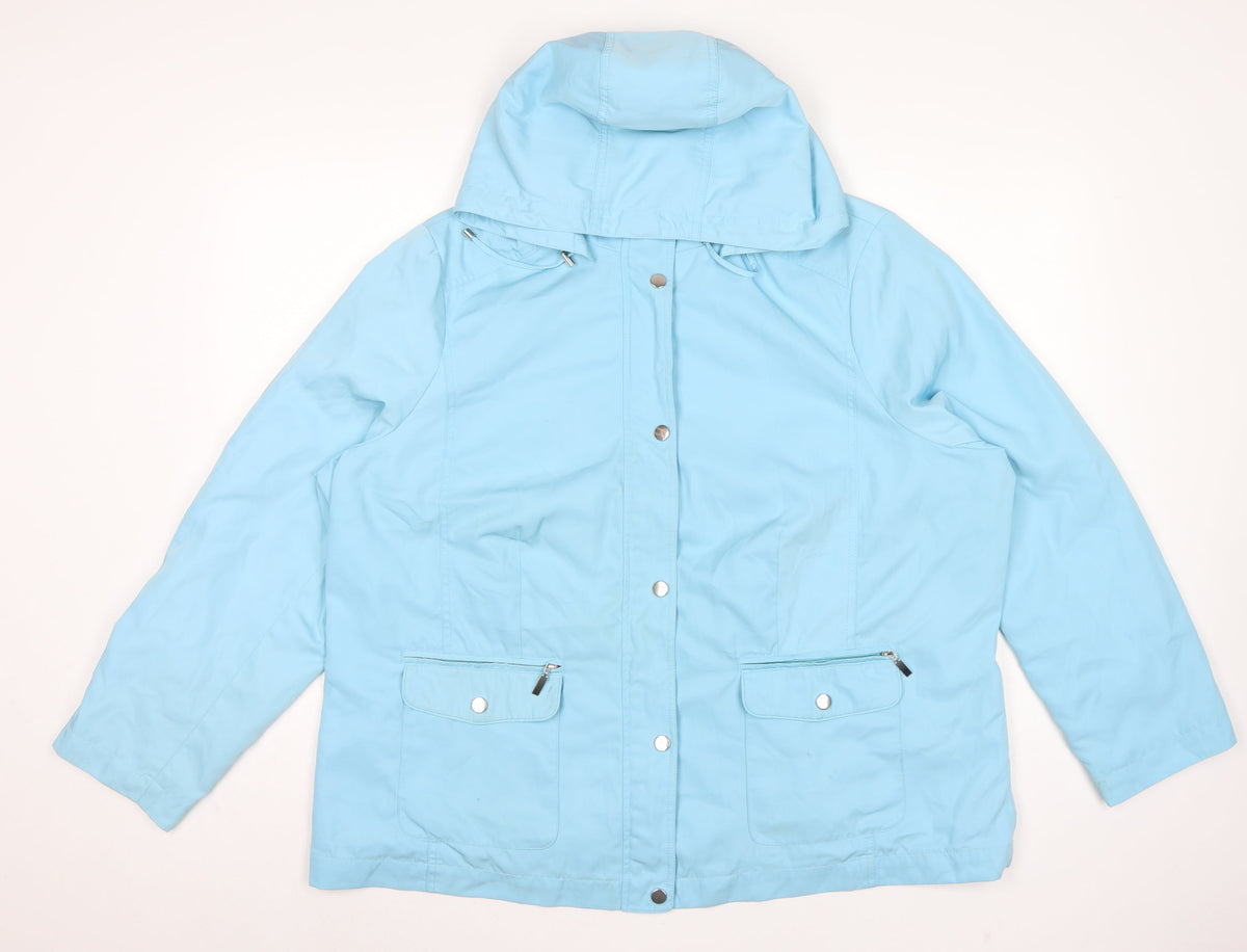Marks & Spencer Women's Blue UK 22 Hooded Rain Coat Jacket