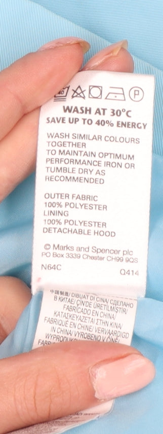 Marks & Spencer Women's Blue UK 22 Hooded Rain Coat Jacket
