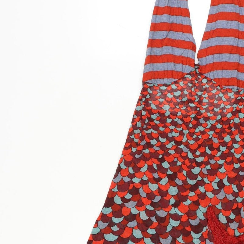 Jean Paul Gaultier Women Multicoloured M Silk Halter Maxi Fringe Dress