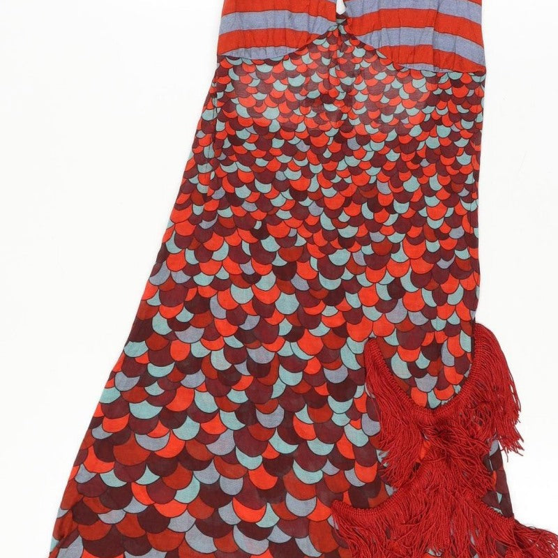 Jean Paul Gaultier Women Multicoloured M Silk Halter Maxi Fringe Dress