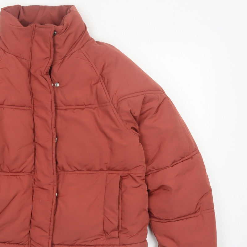 Topshop Women’s Orange UK 8 Cropped Puffer Jacket Quilted Drawstring