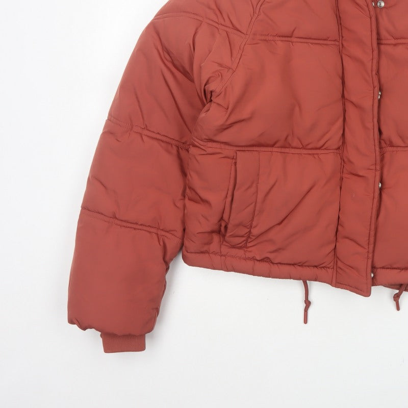 Topshop Women’s Orange UK 8 Cropped Puffer Jacket Quilted Drawstring