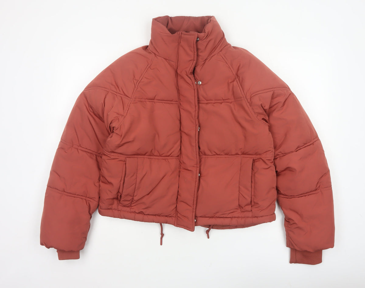 Topshop Women’s Orange UK 8 Cropped Puffer Jacket Quilted Drawstring