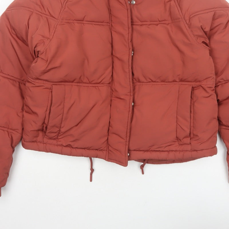 Topshop Women’s Orange UK 8 Cropped Puffer Jacket Quilted Drawstring