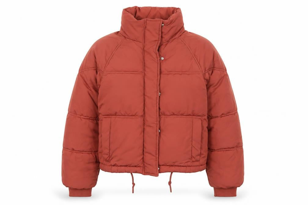 Topshop Women’s Orange UK 8 Cropped Puffer Jacket Quilted Drawstring