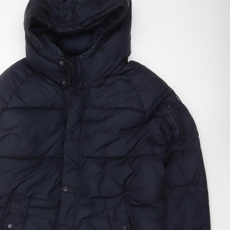 Zara Boys Navy 13-14 Years Hooded Puffer Jacket Padded Winter Coat