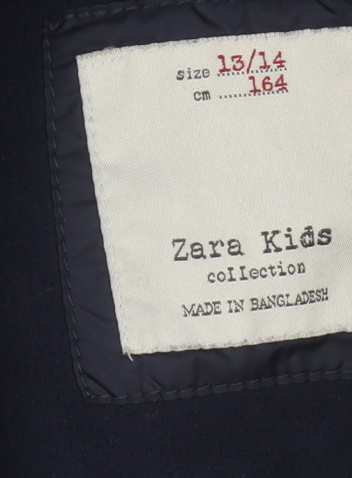 Zara Boys Navy 13-14 Years Hooded Puffer Jacket Padded Winter Coat