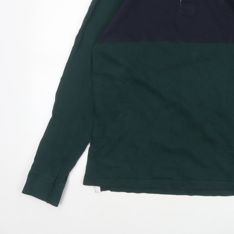 Additional view of James Pringle Men’s Green Navy Colourblock Long Sleeve Polo L