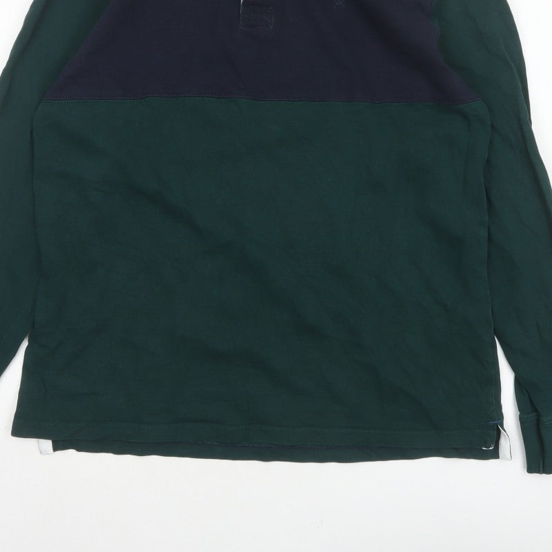 Additional view of James Pringle Men’s Green Navy Colourblock Long Sleeve Polo L