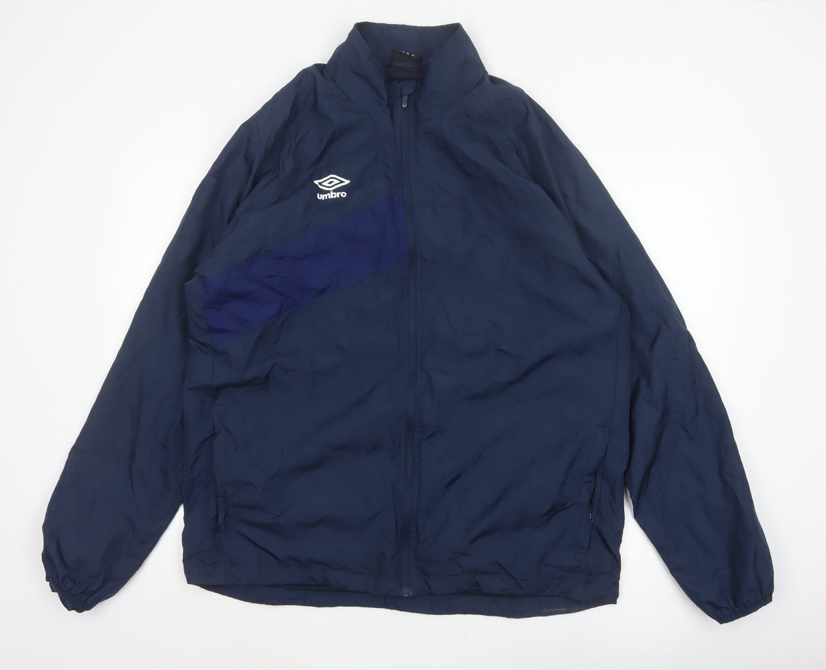 Umbro Men’s Blue 2XL Windbreaker Jacket Full Zip Sports Logo
