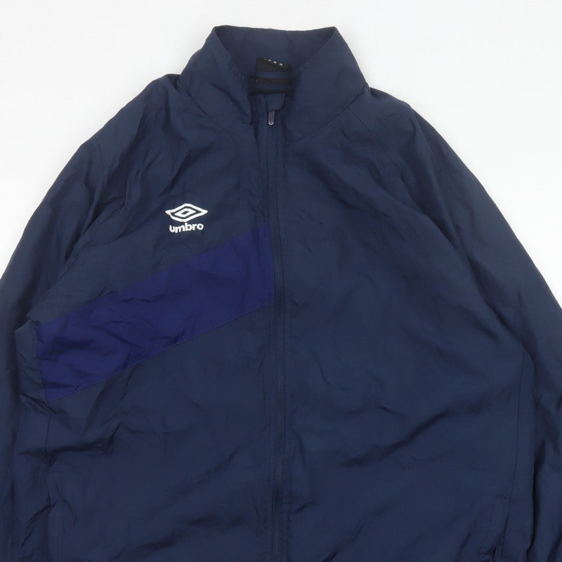 Umbro Men’s Blue 2XL Windbreaker Jacket Full Zip Sports Logo