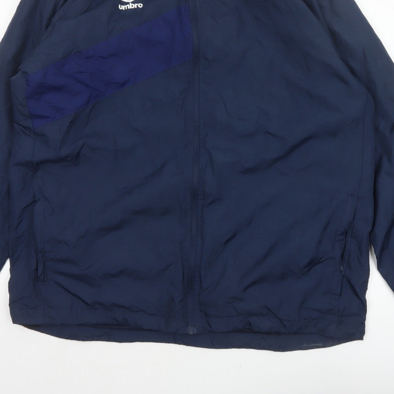 Umbro Men’s Blue 2XL Windbreaker Jacket Full Zip Sports Logo